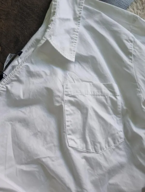 Rochie tip cămașă Zara S | Alb, Midi, Pe un umăr, Design asimetric, Bumbac - Image 9