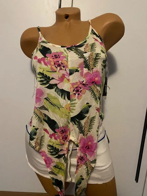 Top tank Ardene S | Multicolor, Normal, Mulat Cambrat fit, Floral & Tropical, Design asimetric - Image 6