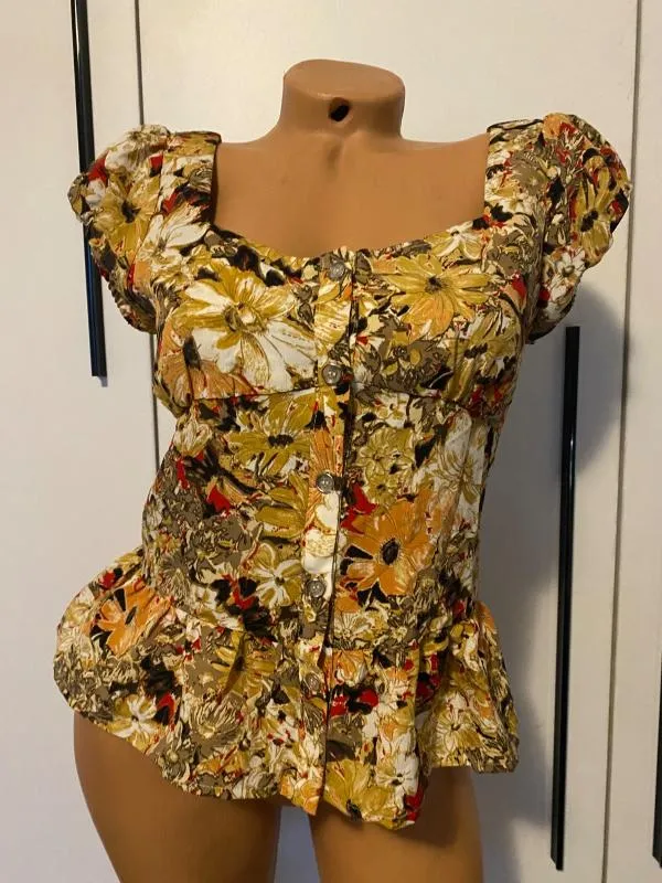 Top cu peplum La Morena S | Multicolor, Normal, Mulat Cambrat fit, Floral & Tropical - Image 5