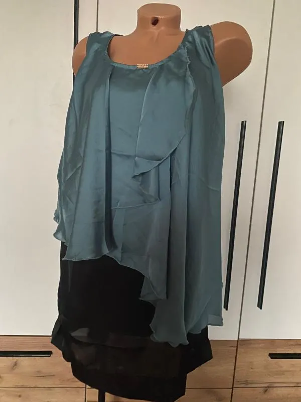 Rochie de seară HK 2028 L | Bleu, Midi, Fără mâneci, Pliuri - Image 2