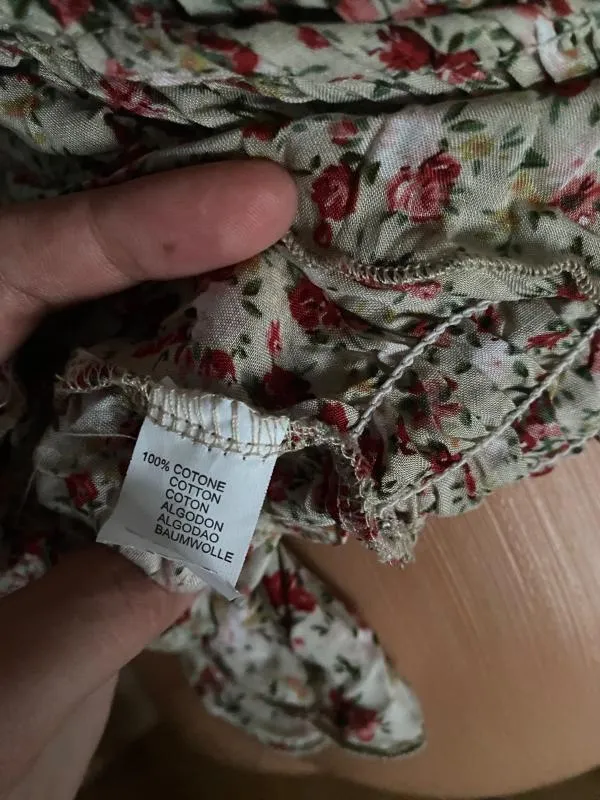 Rochie mulată Tricotonic M | Multicolor, Mini, Cu umerii goi, Floral & Tropical, Volane, Bumbac - Image 6