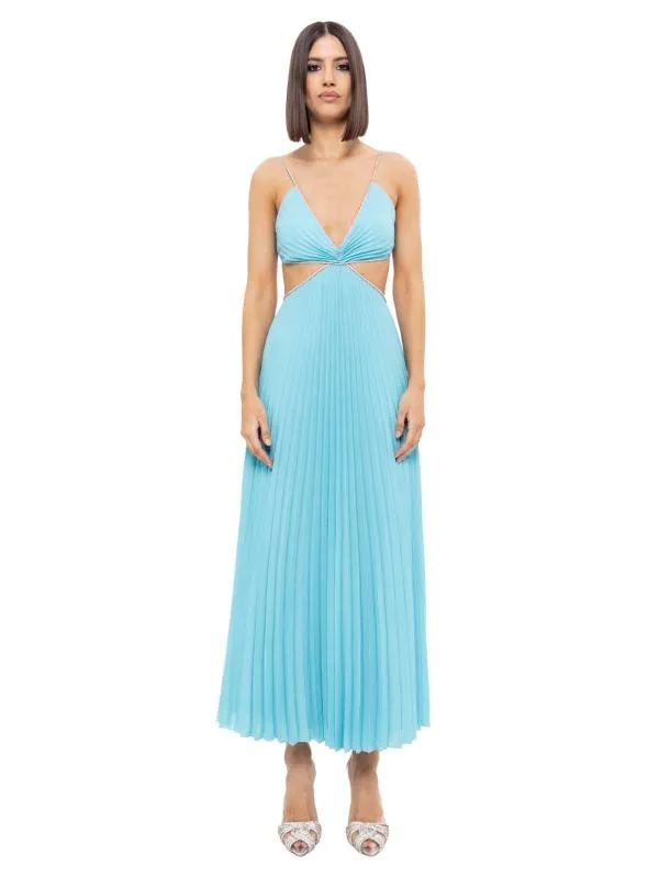 Rochie de seară Nissa S | Turcoaz, Maxi, Bretele subțiri, Pliuri, Poliester