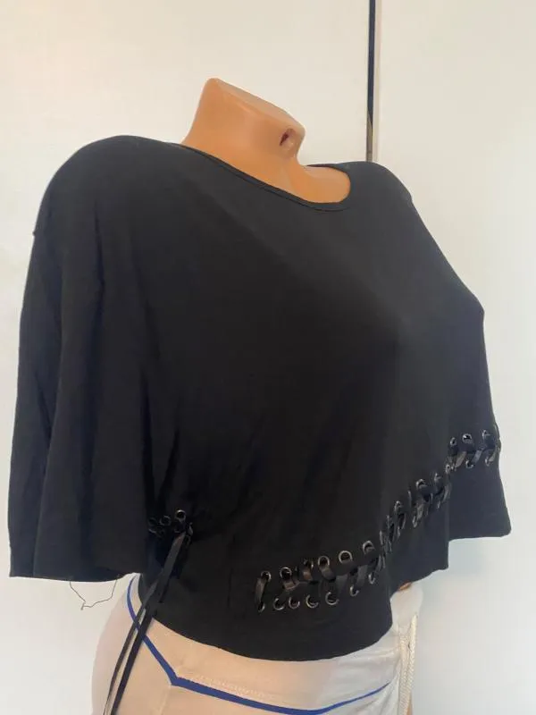 Top cropped Killstar L | Negru, Cropped (Scurt), Relaxed  Lejer fit - Image 2