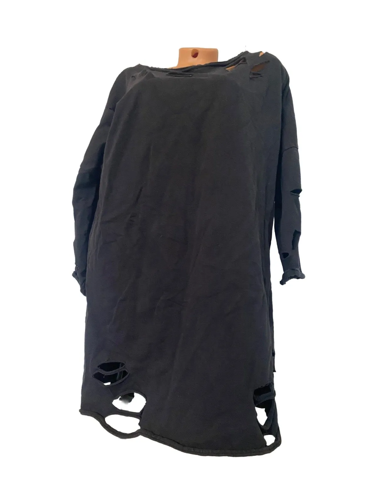 Bluză ASOS XS | Negru, Lung, Mânecă lungă, Oversize fit, Cu decupaje, Bumbac
