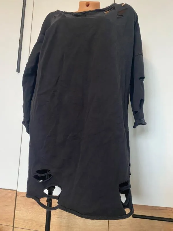 Bluză ASOS XS | Negru, Lung, Mânecă lungă, Oversize fit, Cu decupaje, Bumbac - Image 2