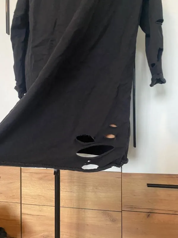Bluză ASOS XS | Negru, Lung, Mânecă lungă, Oversize fit, Cu decupaje, Bumbac - Image 3