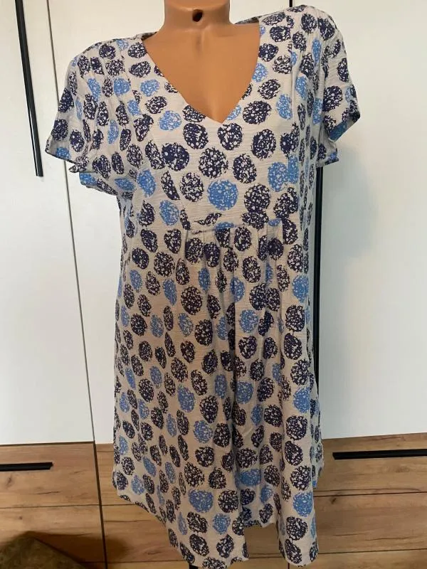 Rochie dreaptă Tara L | Argintiu, Midi, Mânecă scurtă, Buline & Imprimeuri mici, Bumbac - Image 2