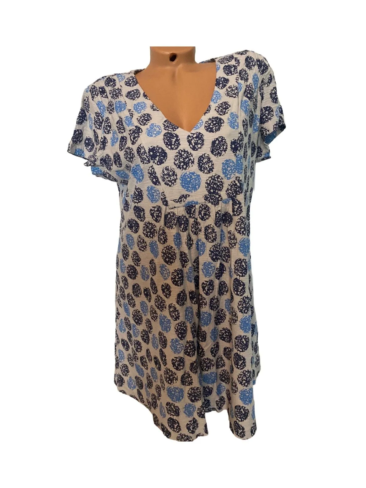 Rochie dreaptă Tara L | Argintiu, Midi, Mânecă scurtă, Buline & Imprimeuri mici, Bumbac