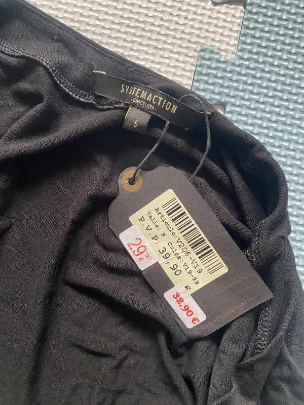 Rochie casual Systemaction S | Negru, Midi, Mânecă lungă, Decolteu în V - Image 4