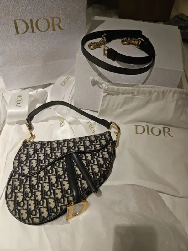Geantă de mână Christian Dior | Albastru, Logo, Pânză - Image 2