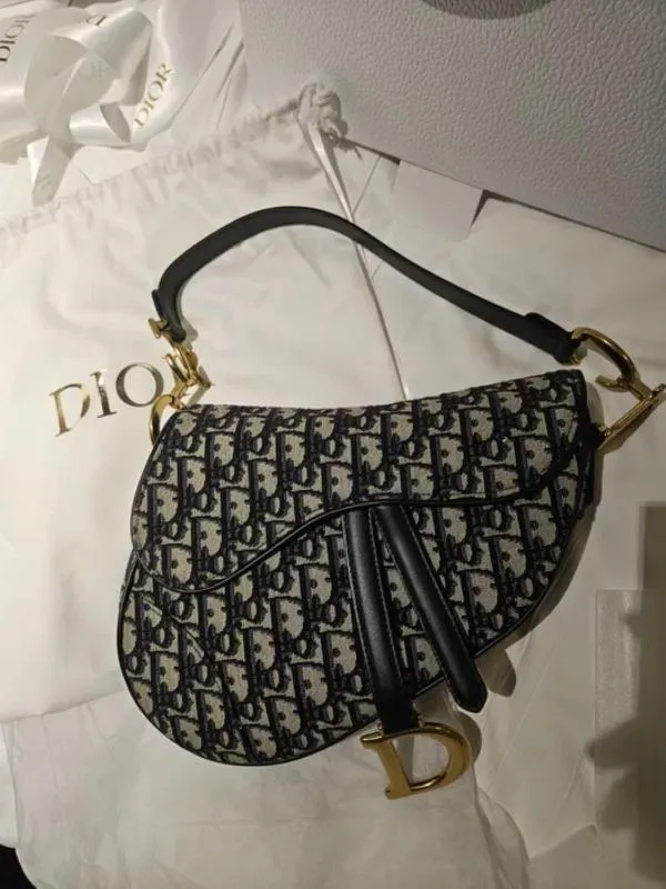 Geantă de mână Christian Dior | Albastru, Logo, Pânză - Image 3