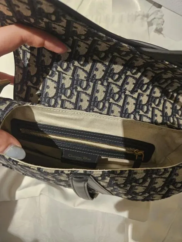 Geantă de mână Christian Dior | Albastru, Logo, Pânză - Image 4