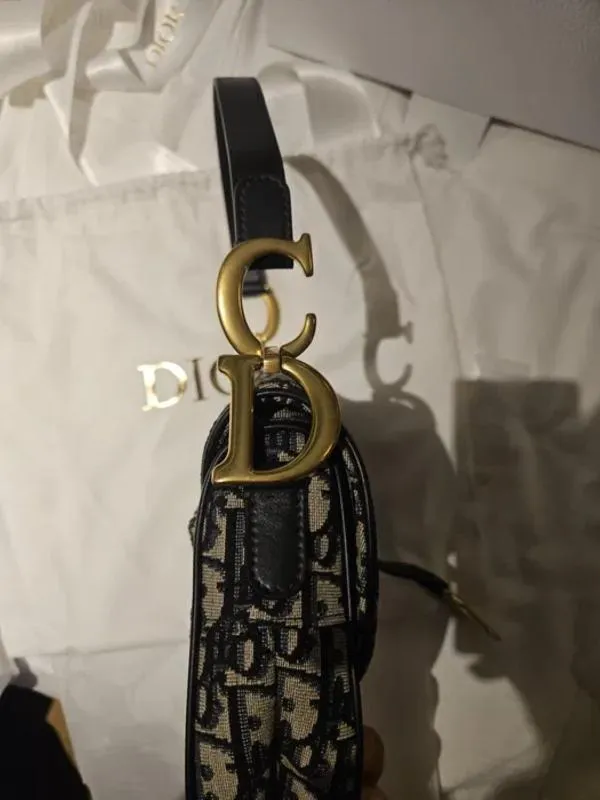 Geantă de mână Christian Dior | Albastru, Logo, Pânză - Image 8