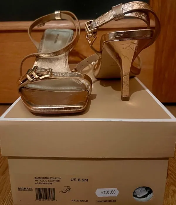 Sandale cu toc mediu gros baretă Michael Kors EU 38.5 | Auriu - Image 6
