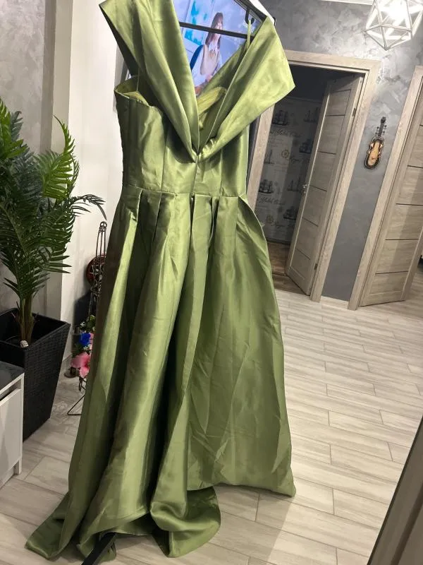 Rochie de ocazie Similprince L | Khaki, Maxi, Fără mâneci, Curvy - Image 3