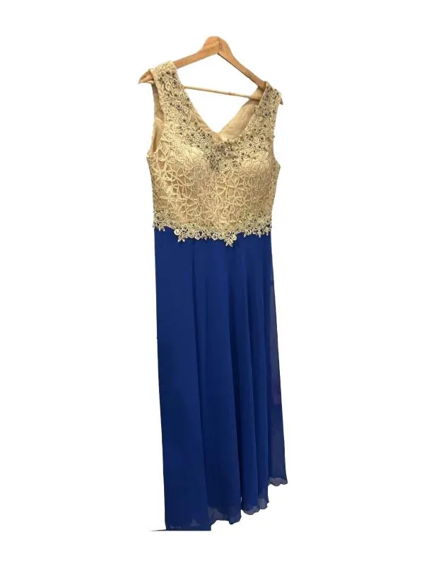Rochie de seară Pozzltne XL | Albastru, Maxi, Fără mâneci, Curvy, Broderie