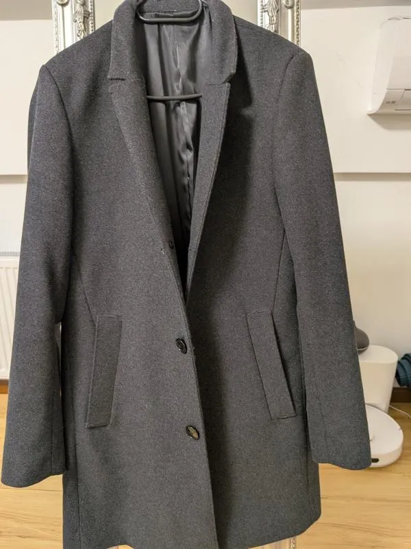 Palton lung H&M S | Gri, Fără glugă - Image 2