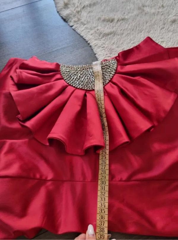 Rochie de ocazie Zeropoint L | Roșu, Maxi, Fără mâneci, Pietre decorative - Image 10