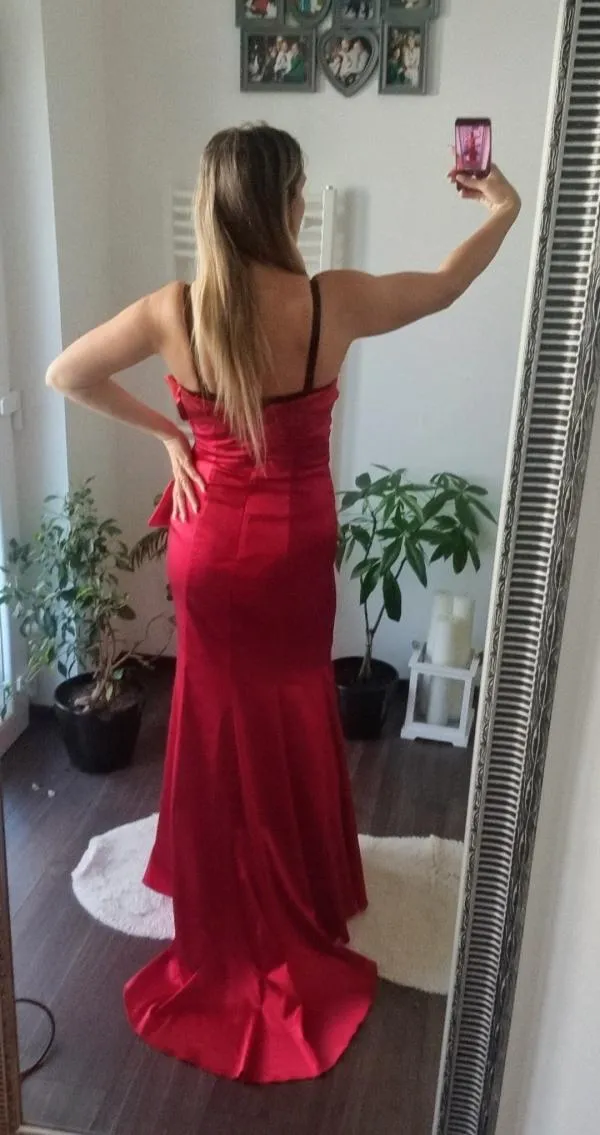 Rochie de ocazie Zeropoint L | Roșu, Maxi, Fără mâneci, Pietre decorative - Image 4