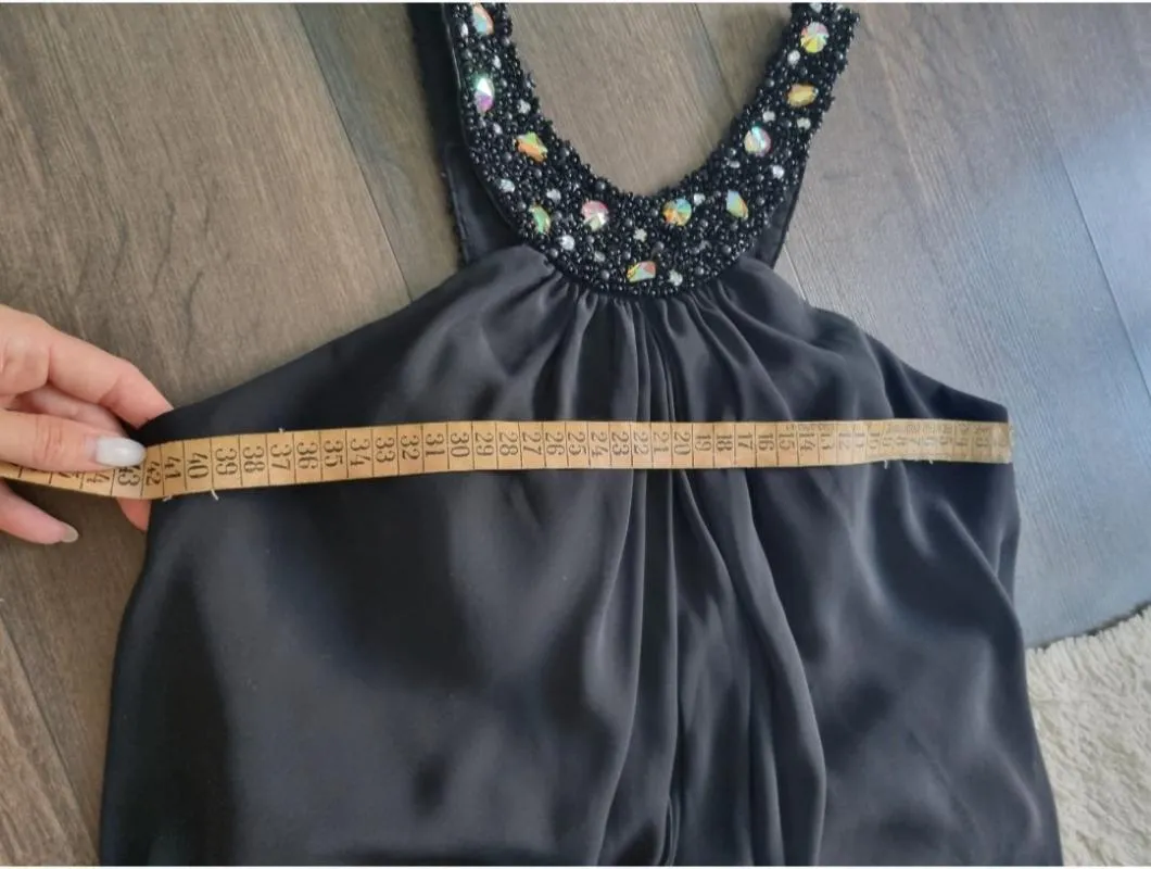Rochie de ocazie Saygin M | Negru, Maxi, Bretele după gât, Pietre decorative - Image 8