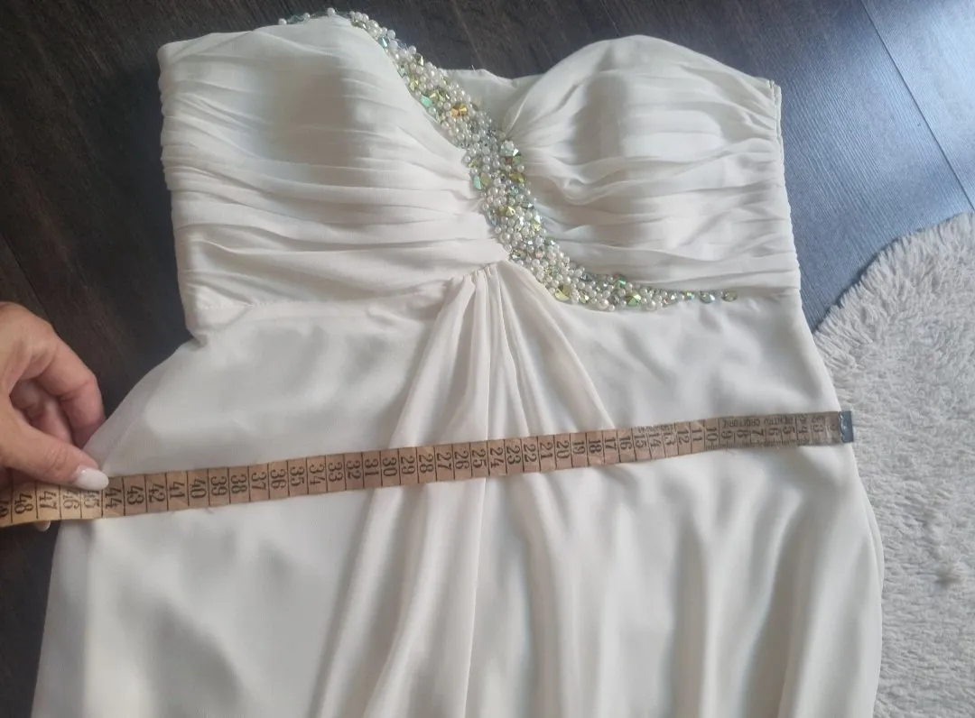 Rochie de ocazie Saygin M | Alb, Maxi, Cu umerii goi, Pietre decorative - Image 10