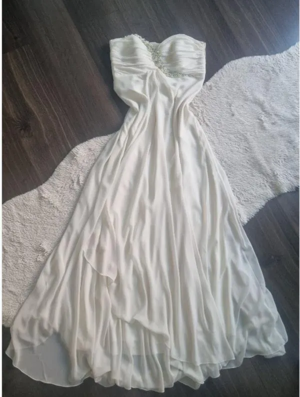 Rochie de ocazie Saygin M | Alb, Maxi, Cu umerii goi, Pietre decorative - Image 6
