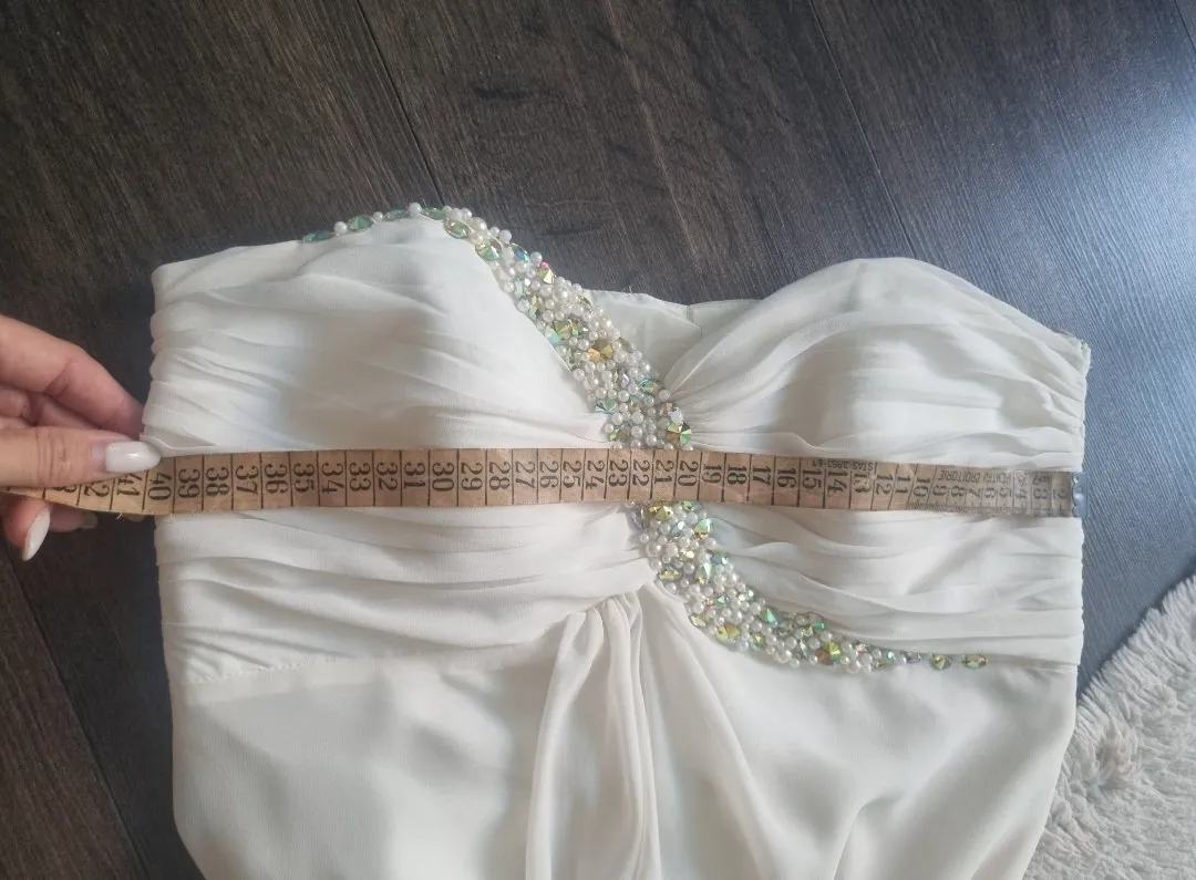 Rochie de ocazie Saygin M | Alb, Maxi, Cu umerii goi, Pietre decorative - Image 9