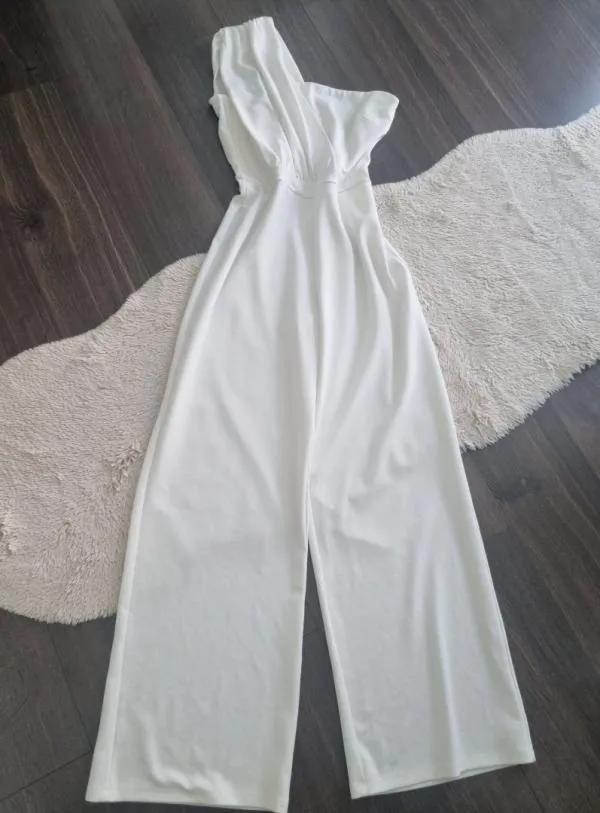 Salopetă Mohito L | Alb, Lungă, Pe un umăr - Image 6