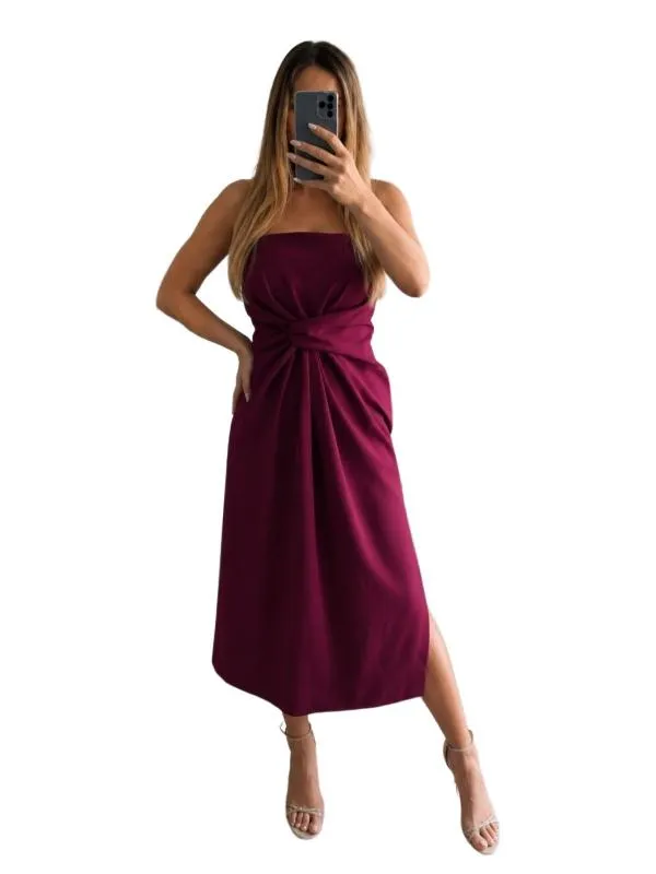 Rochie de seară Zara XL | Mov, Midi, Cu umerii goi, Drapat