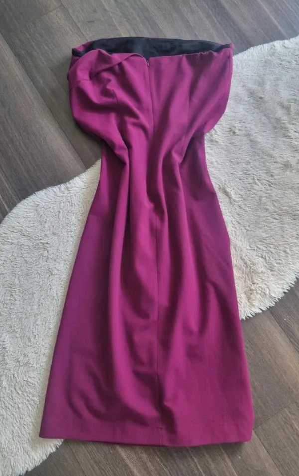 Rochie de seară Zara XL | Mov, Midi, Cu umerii goi, Drapat - Image 5