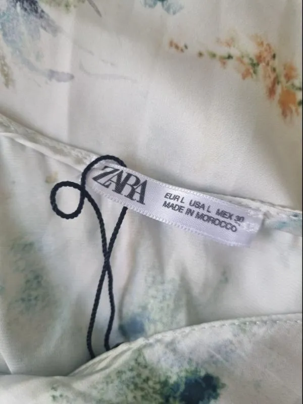 Rochie de vară Zara L | Alb, Midi, Bretele subțiri, Floral & Tropical - Image 4