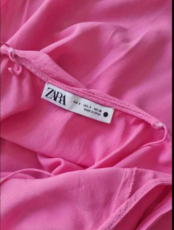 Rochie de vară Zara S | Fuchsia, Midi, Bretele subțiri, Design asimetric - Image 11