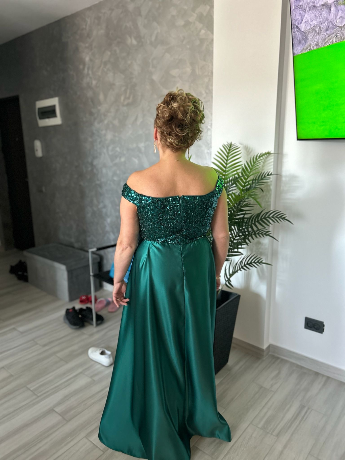 Rochie de ocazie Temu M | Verde, Maxi, Fără mâneci, Curvy, Elastan - Image 2