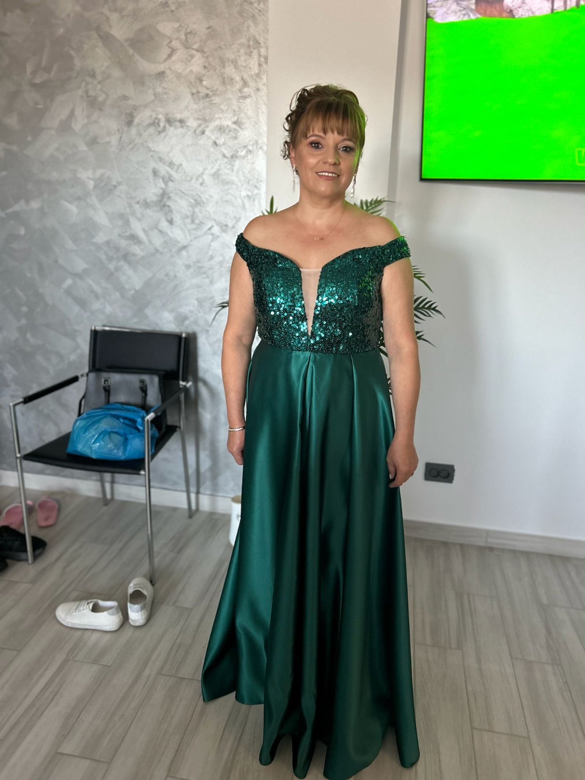Rochie de ocazie Temu M | Verde, Maxi, Fără mâneci, Curvy, Elastan - Image 3