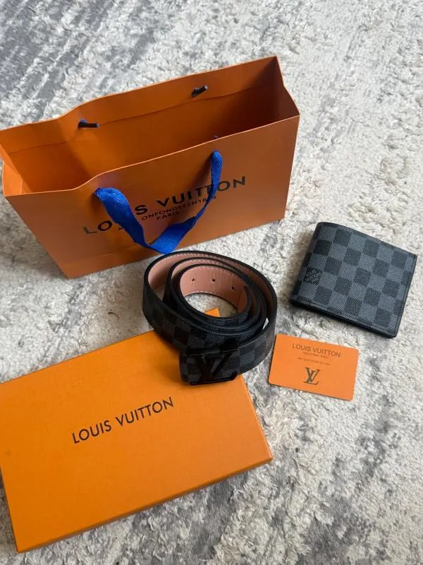 Set Curea + Portofel Louis Vuitton | Negru