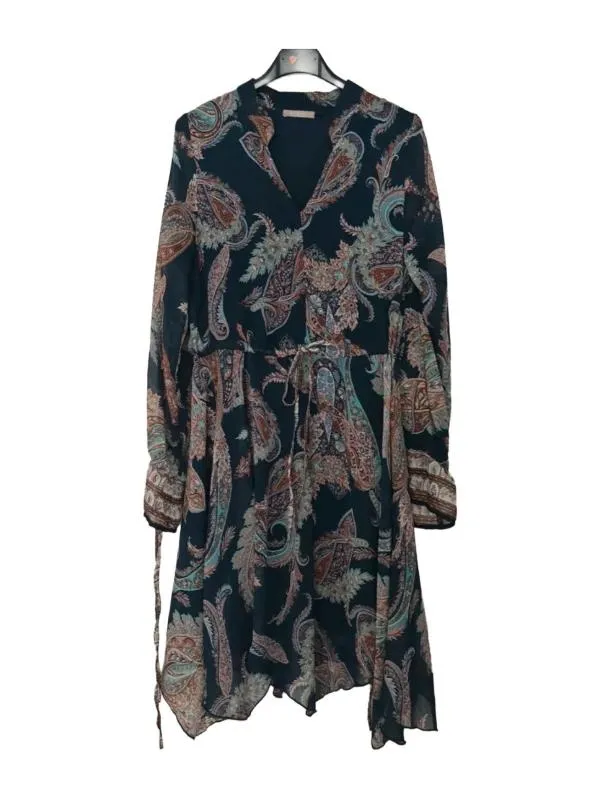 Rochie de vară Orsay EU 38 | Multicolor, Mini, Mânecă lungă, Oriental & Paisley, Decolteu în V, Vâscoză