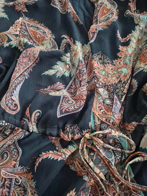 Rochie de vară Orsay EU 38 | Multicolor, Mini, Mânecă lungă, Oriental & Paisley, Decolteu în V, Vâscoză - Image 8