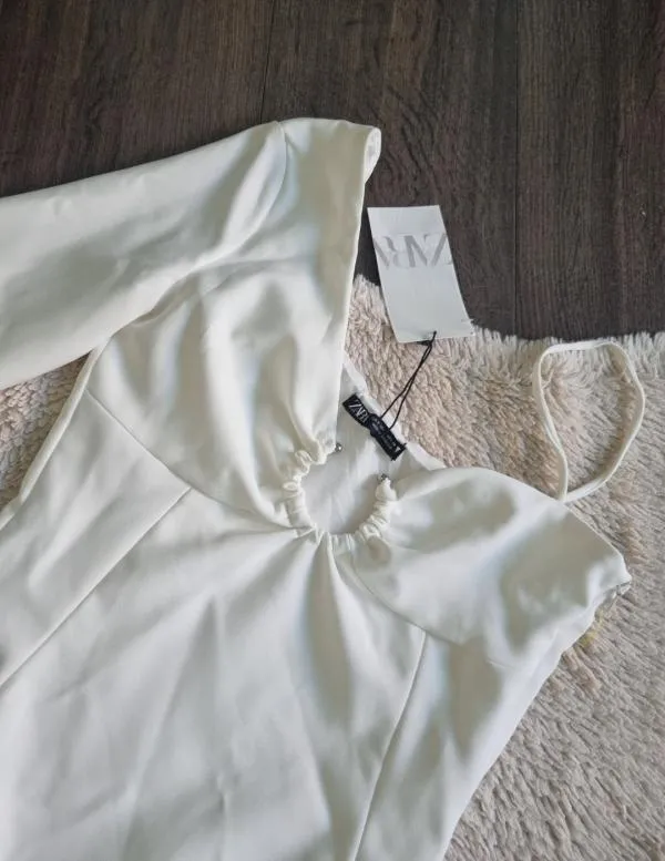 Body Zara S | Alb, Normal, Mulat  Cambrat fit, Design asimetric - Image 3