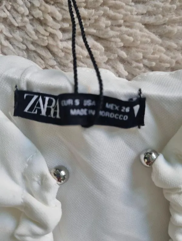 Body Zara S | Alb, Normal, Mulat  Cambrat fit, Design asimetric - Image 5