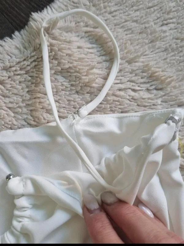 Body Zara S | Alb, Normal, Mulat  Cambrat fit, Design asimetric - Image 6