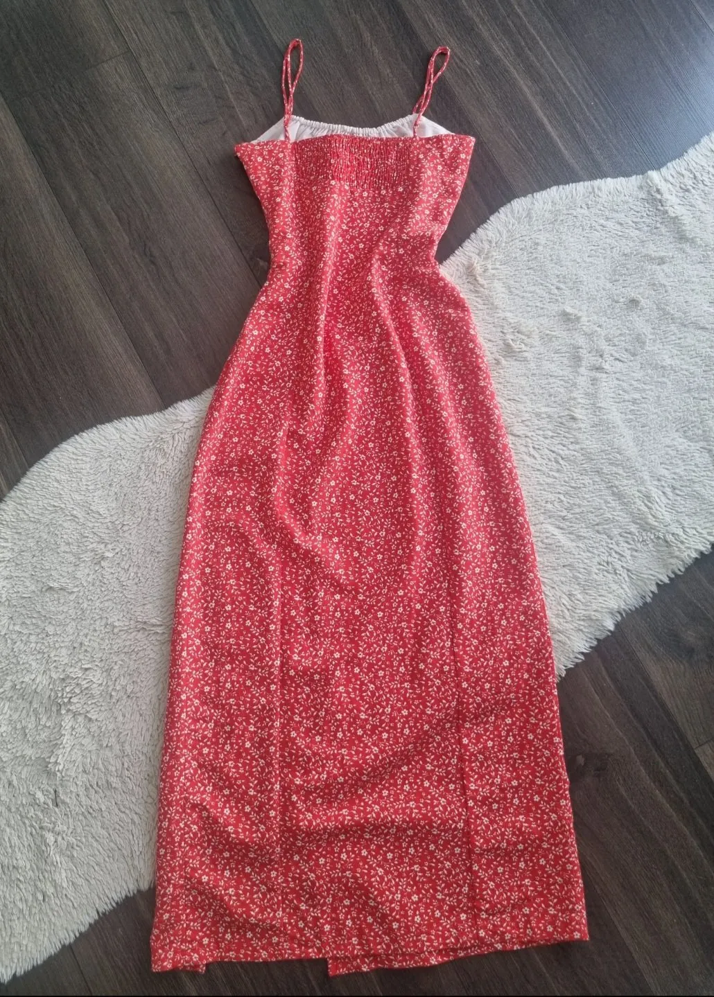 Rochie de vară Zara XS | Roșu, Midi, Bretele subțiri, Buline & Imprimeuri mici - Image 6