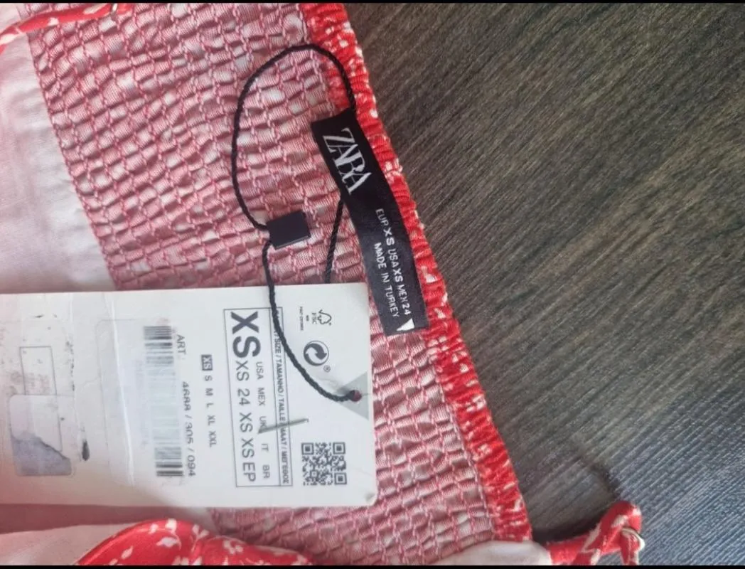 Rochie de vară Zara XS | Roșu, Midi, Bretele subțiri, Buline & Imprimeuri mici - Image 8
