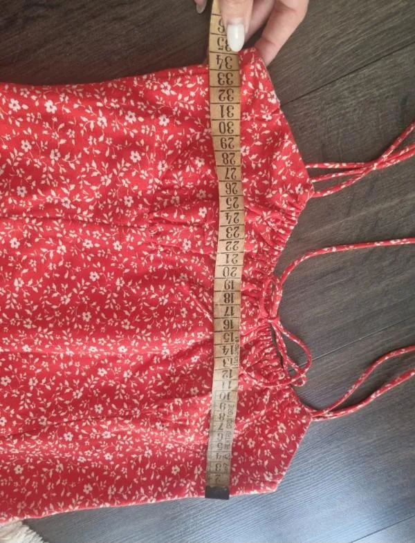 Rochie de vară Zara XS | Roșu, Midi, Bretele subțiri, Buline & Imprimeuri mici - Image 9