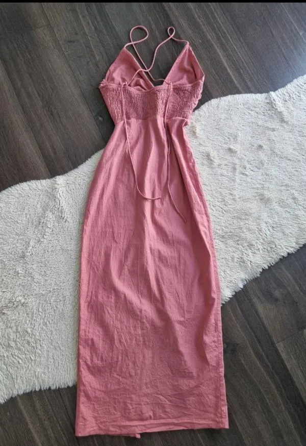 Rochie de vară Zara S | Roz, Midi, Bretele subțiri - Image 2