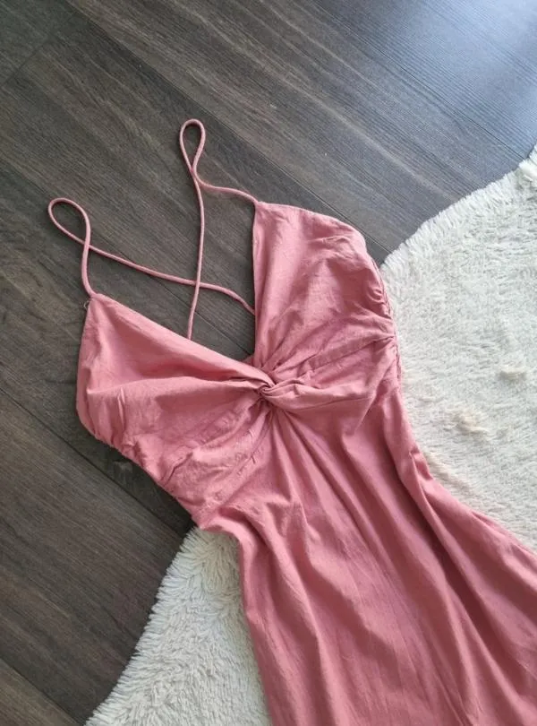 Rochie de vară Zara S | Roz, Midi, Bretele subțiri - Image 3
