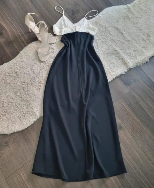 Rochie de vară Zara M | Negru, Midi, Bretele subțiri, Design asimetric - Image 2