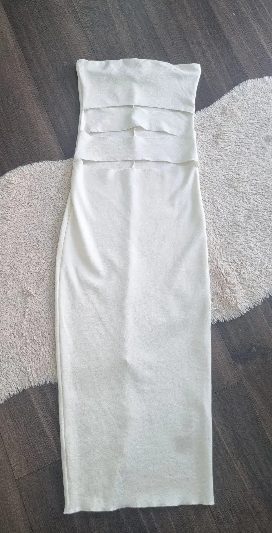 Rochie de vară Zara S-M | Alb, Midi, Cu umerii goi - Image 3