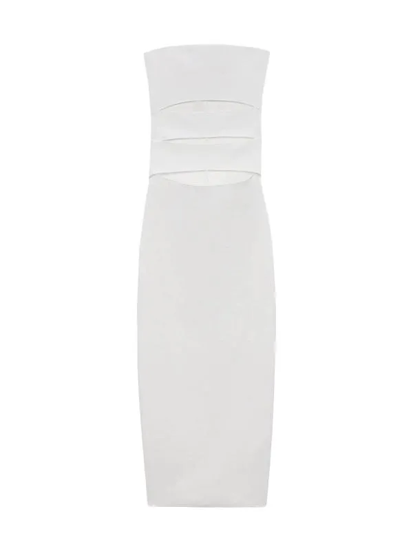 Rochie de vară Zara S-M | Alb, Midi, Cu umerii goi