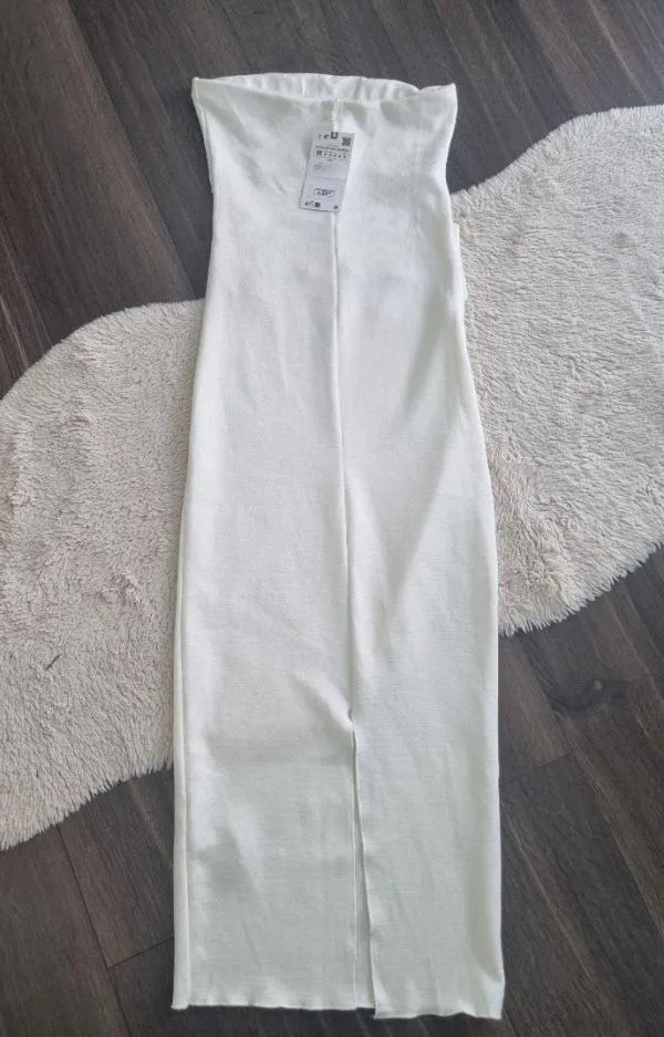Rochie de vară Zara S-M | Alb, Midi, Cu umerii goi - Image 4