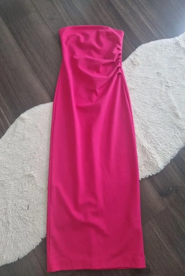 Rochie de vară Zara M | Fuchsia, Midi, Cu umerii goi - Image 9